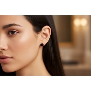 Kate Spade New York Black Flower Stud Earrings Gold Tone